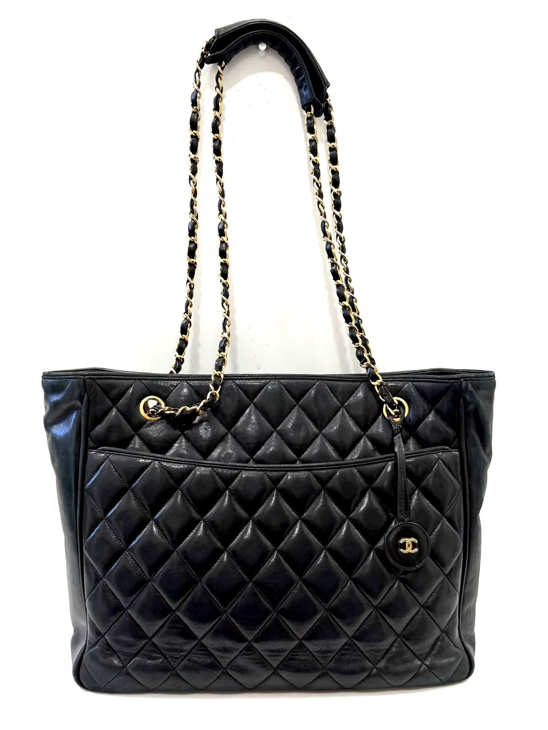 CHANEL LAMBSKIN QUILTED LEATHER SHOPPER TOTE BAG