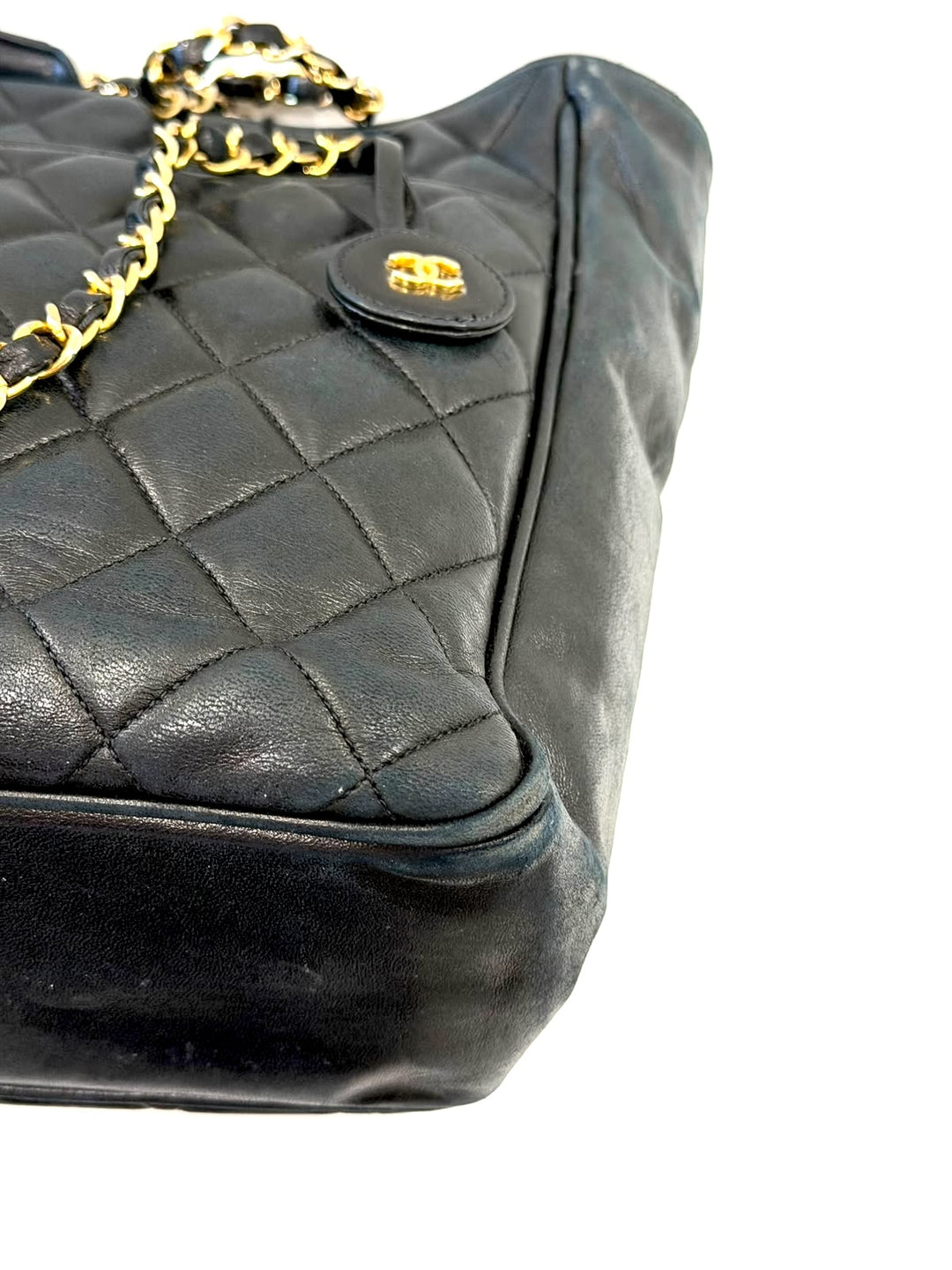 CHANEL LAMBSKIN QUILTED LEATHER SHOPPER TOTE BAG