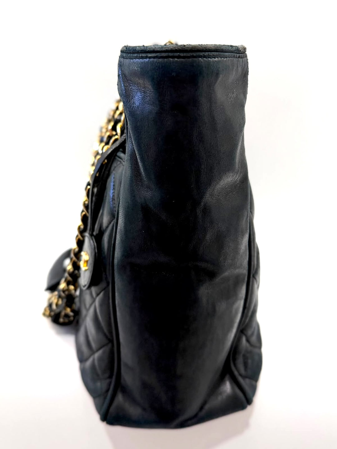 CHANEL LAMBSKIN QUILTED LEATHER SHOPPER TOTE BAG