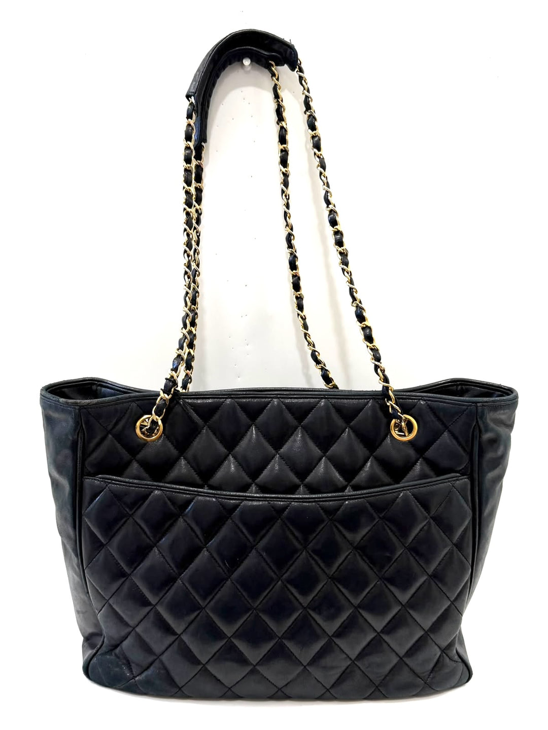 CHANEL LAMBSKIN QUILTED LEATHER SHOPPER TOTE BAG