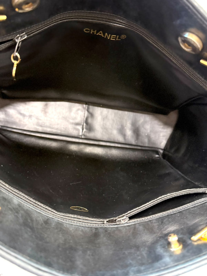 CHANEL LAMBSKIN QUILTED LEATHER SHOPPER TOTE BAG