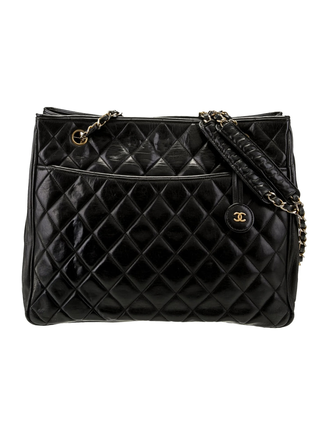 CHANEL LAMBSKIN QUILTED LEATHER SHOPPER TOTE BAG