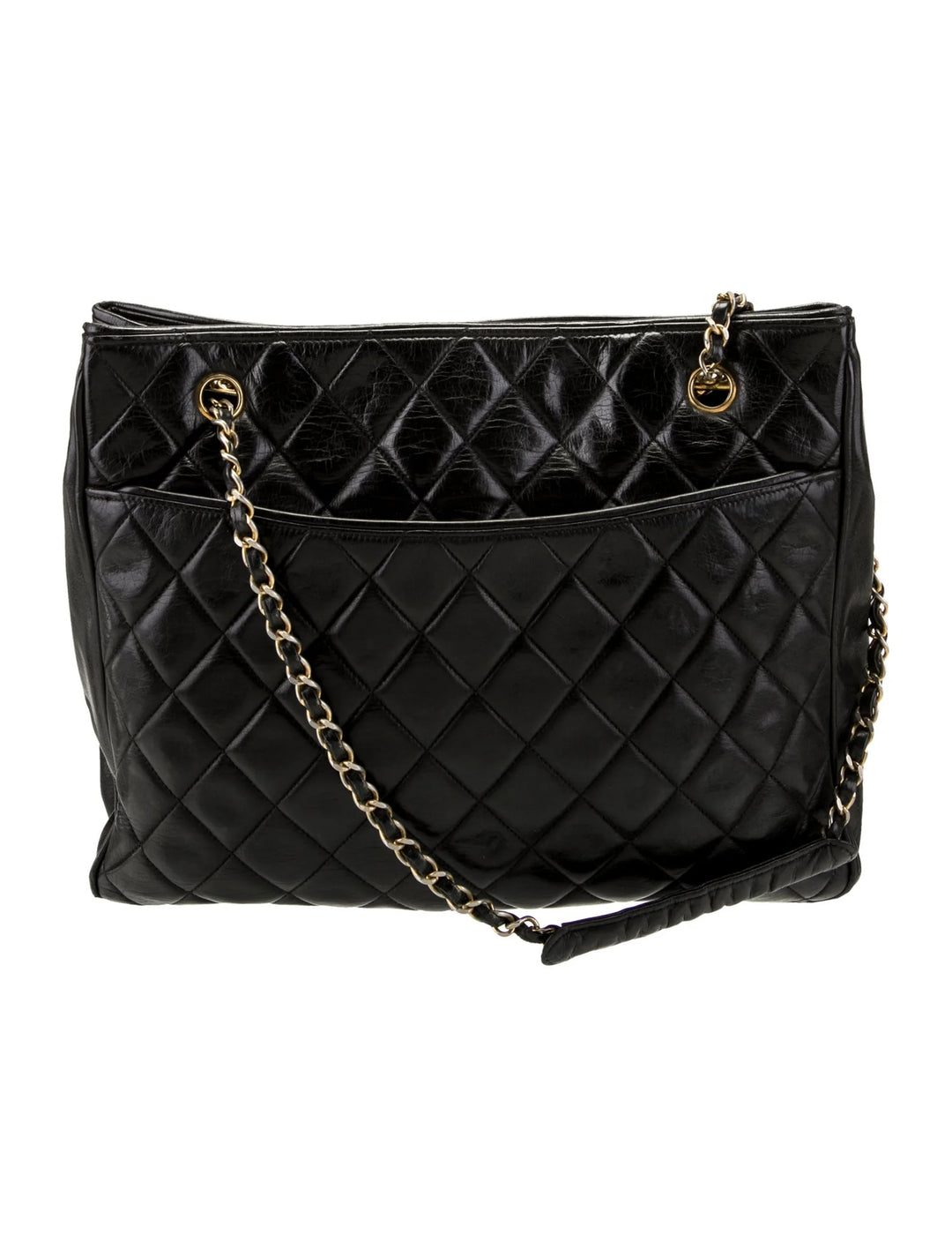 CHANEL LAMBSKIN QUILTED LEATHER SHOPPER TOTE BAG