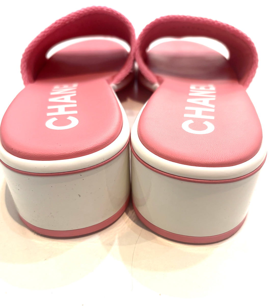 CHANEL CHA-NEL LOGO PRINT MULES