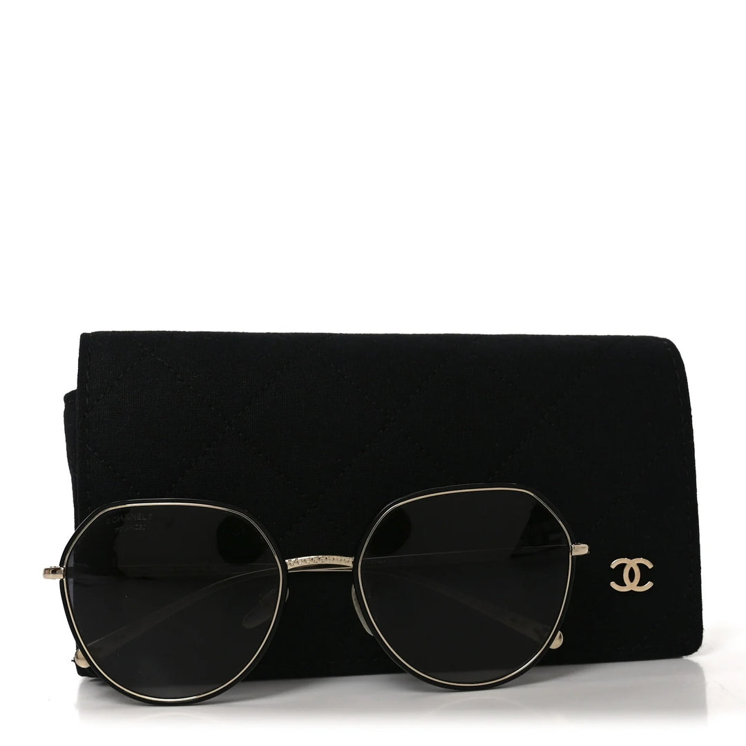 CHANEL METAL POLARIZED ROUND SUNGLASSES