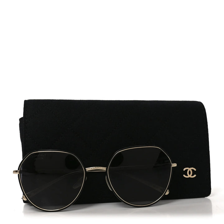 CHANEL METAL POLARIZED ROUND SUNGLASSES