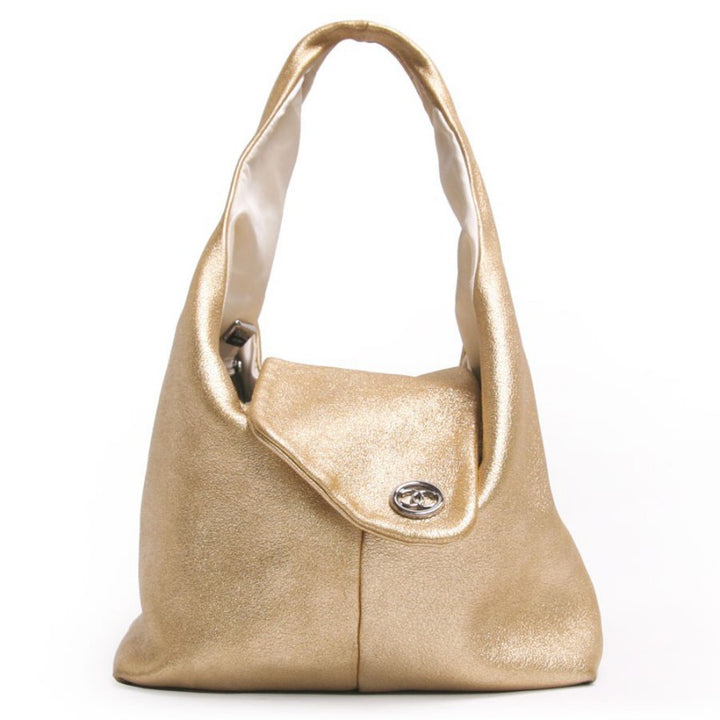 CHANEL CC METALLIC GOLD LAMBSKIN LEATHER HOBO BAG