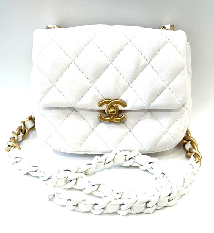 CHANEL CC MINI QUILTED LAMBSKIN LEATHER CANDY CHAIN FLAP BAG