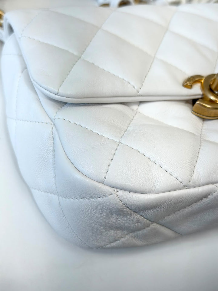 CHANEL CC MINI QUILTED LAMBSKIN LEATHER CANDY CHAIN FLAP BAG