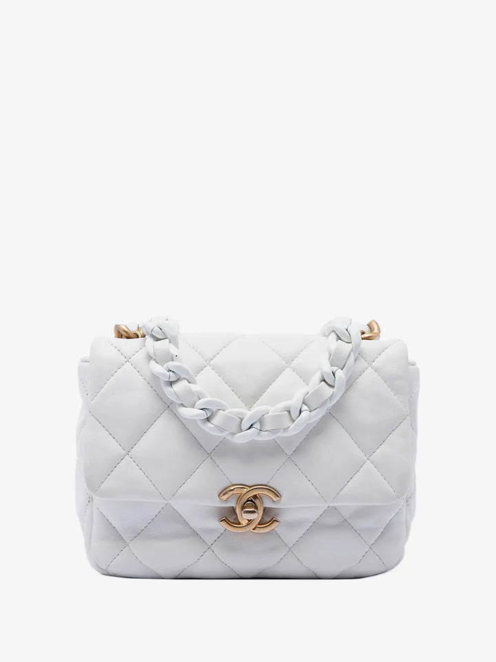 CHANEL CC MINI QUILTED LAMBSKIN LEATHER CANDY CHAIN FLAP BAG