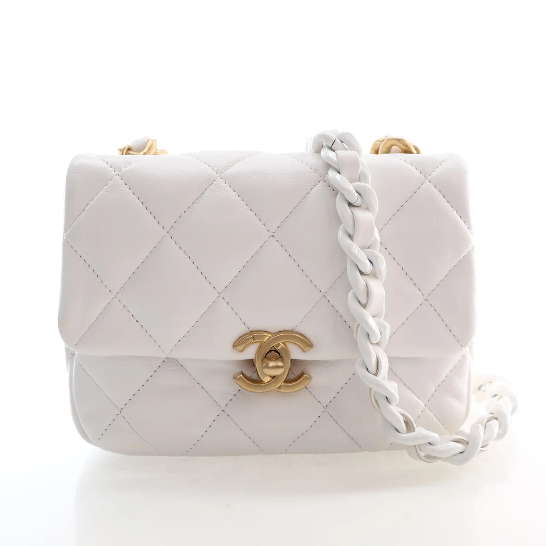 CHANEL CC MINI QUILTED LAMBSKIN LEATHER CANDY CHAIN FLAP BAG