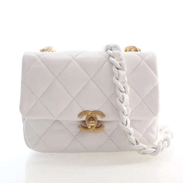 CHANEL CC MINI QUILTED LAMBSKIN LEATHER CANDY CHAIN FLAP BAG