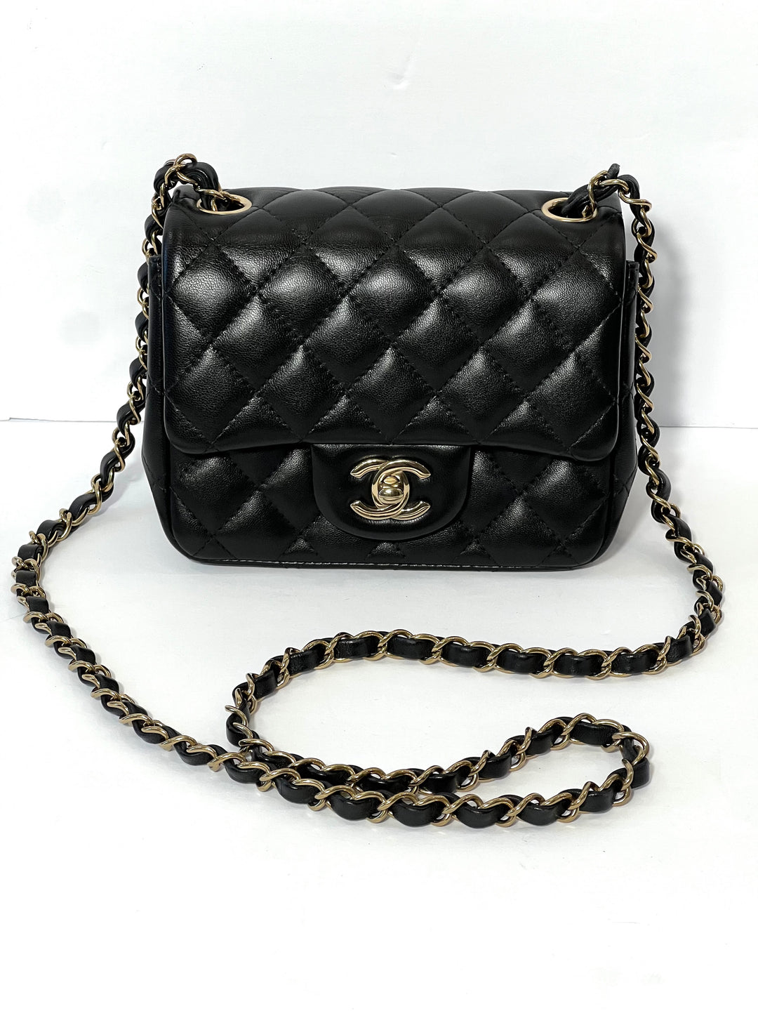 CHANEL SQUARE CLASSIC QUILTED LAMBSKIN MINI FLAP BAG