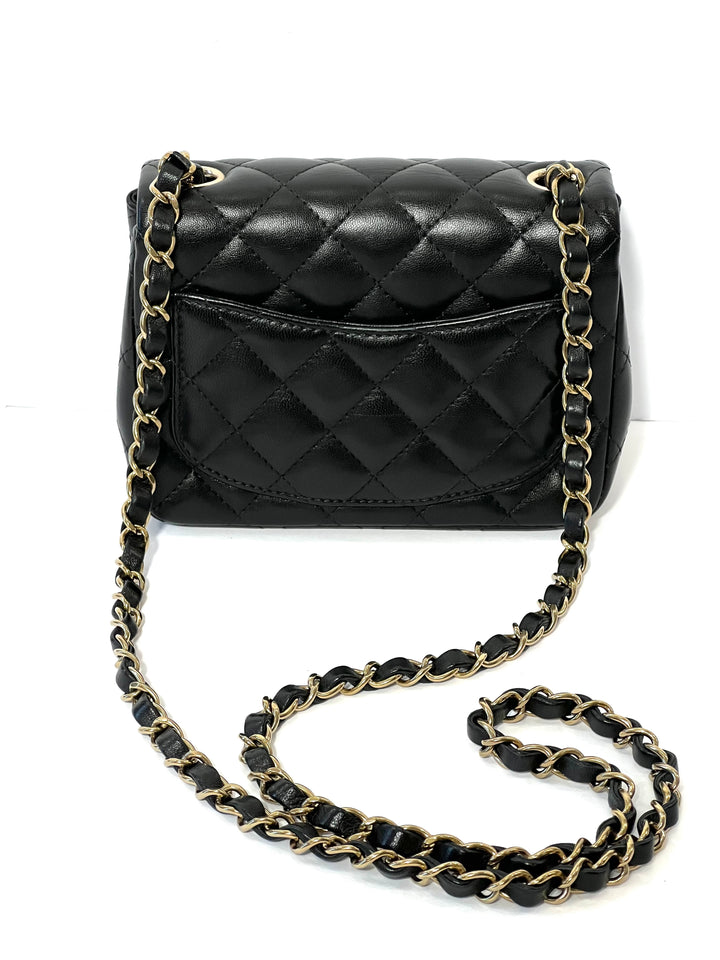 CHANEL SQUARE CLASSIC QUILTED LAMBSKIN MINI FLAP BAG