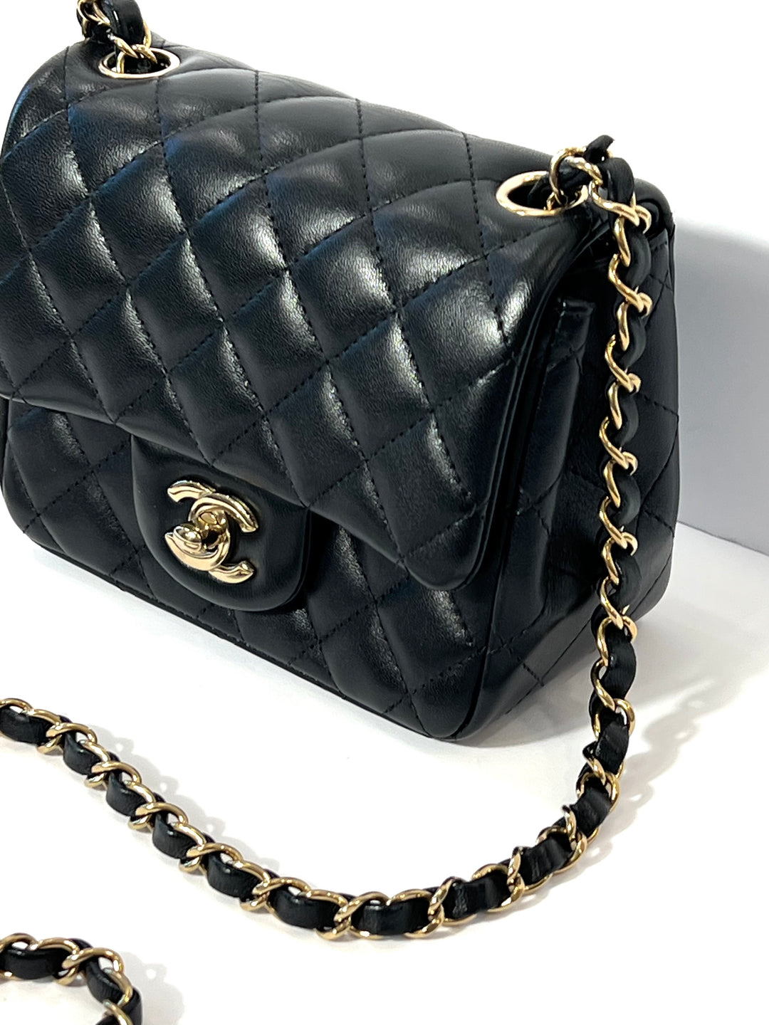 CHANEL SQUARE CLASSIC QUILTED LAMBSKIN MINI FLAP BAG