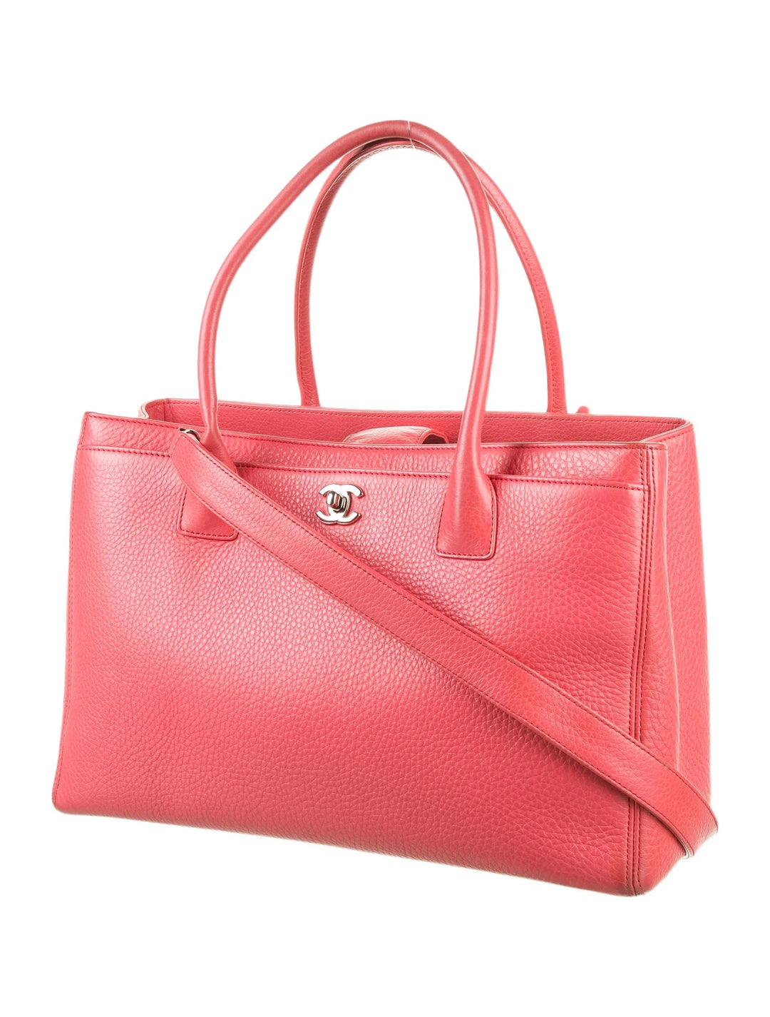 CHANEL PEBBLED LEATHER LARGE EXECUTIVE TOTE BAG WITH SHOULDER STRAP-HS