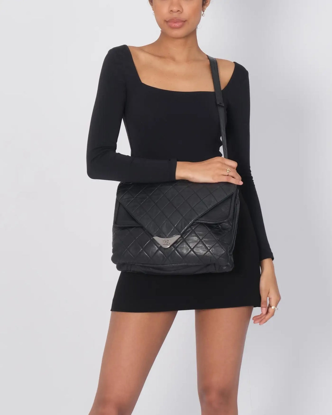 CHANEL QUILTED LAMBSKIN VINTAGE ENVELOPE SHOULDER BAG