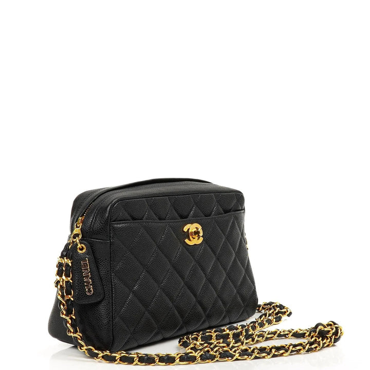 CHANEL QUILTED CAVIAR LEATHER VINTAGE CAMERA BAG