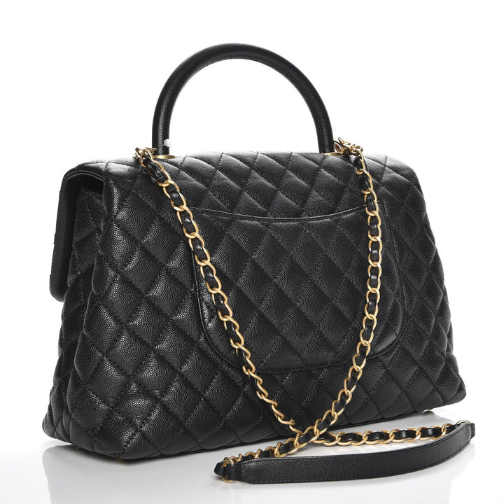 CHANEL CAVIAR QUILTED MEDIUM COCO TOP HANDLE FLAP BAG-HS