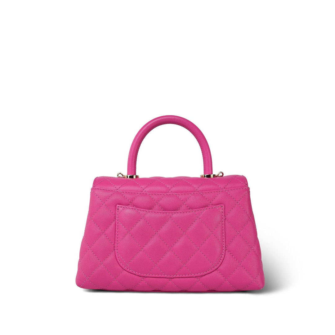 CHANEL CAVIAR QUILTED SMALL COCO HANDLE FLAP BAG IN PINK