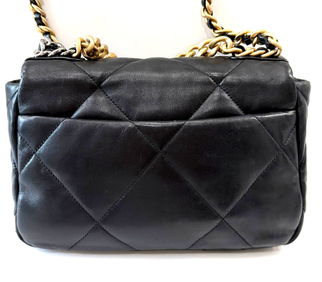 CHANEL LAMBSKIN QUILTED CHANEL 19 FLAP MEDIUM CROSSBODY BAG