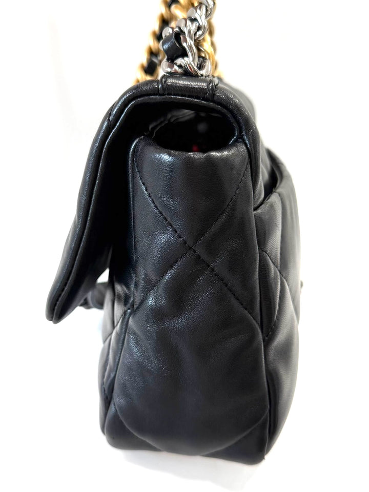 CHANEL LAMBSKIN QUILTED CHANEL 19 FLAP MEDIUM CROSSBODY BAG