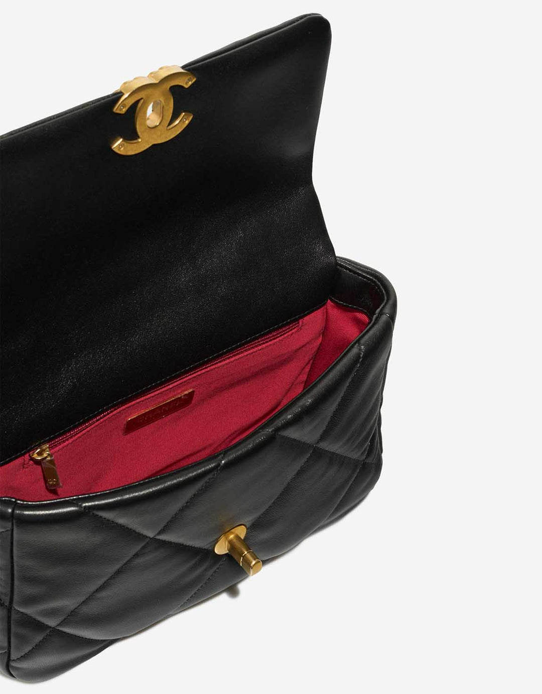 CHANEL LAMBSKIN QUILTED CHANEL 19 FLAP MEDIUM CROSSBODY BAG