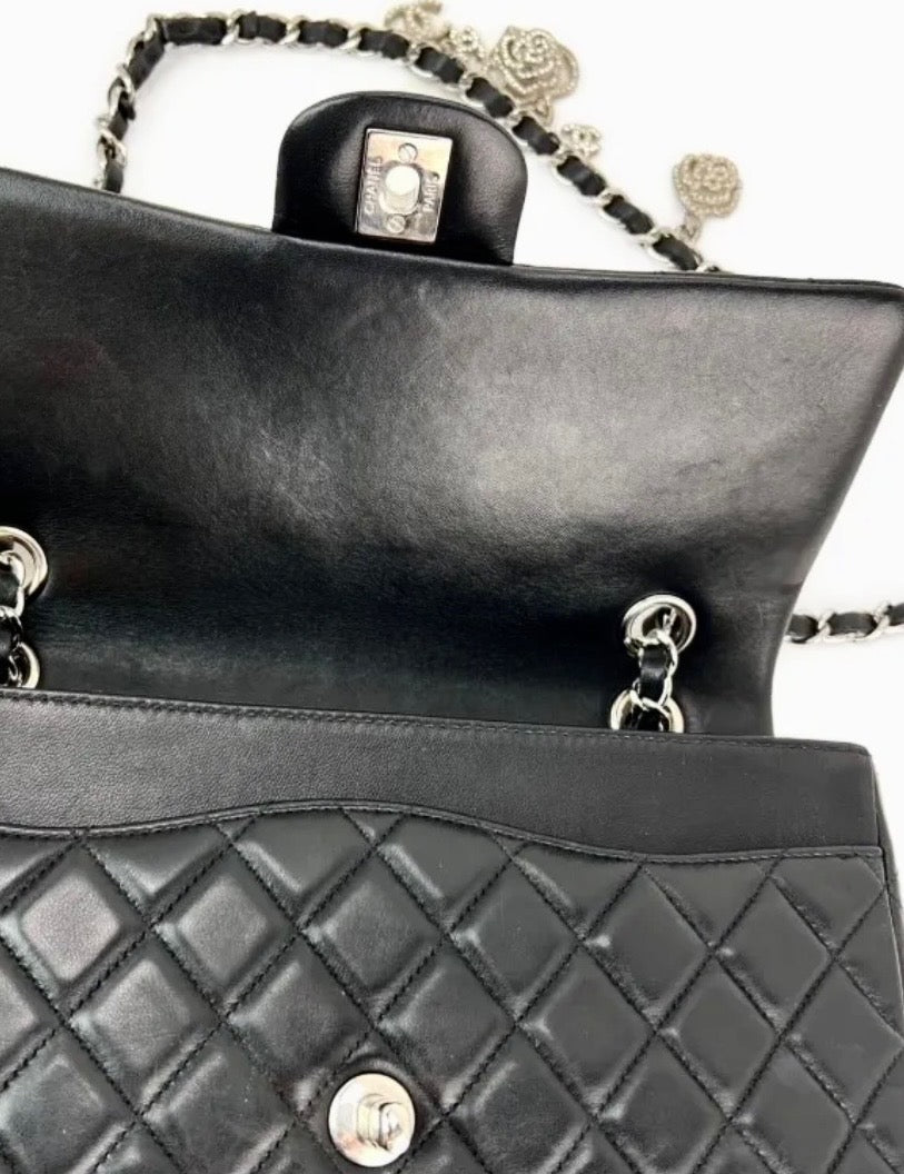 CHANEL QUILTED LAMBSKIN CRYSTAL CHARMS LIMITED EDITION MEDIUM FLAP BAG