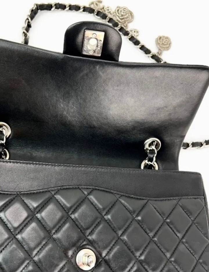 CHANEL QUILTED LAMBSKIN CRYSTAL CHARMS LIMITED EDITION MEDIUM FLAP BAG
