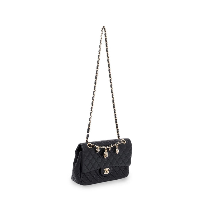 CHANEL QUILTED LAMBSKIN CRYSTAL CHARMS LIMITED EDITION MEDIUM FLAP BAG