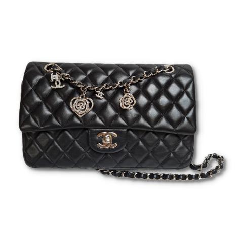 CHANEL QUILTED LAMBSKIN CRYSTAL CHARMS LIMITED EDITION MEDIUM FLAP BAG