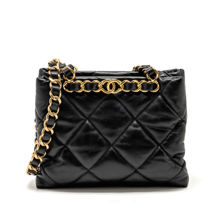 CHANEL QUILTED LAMBSKIN DOUBLE CHAIN BAG