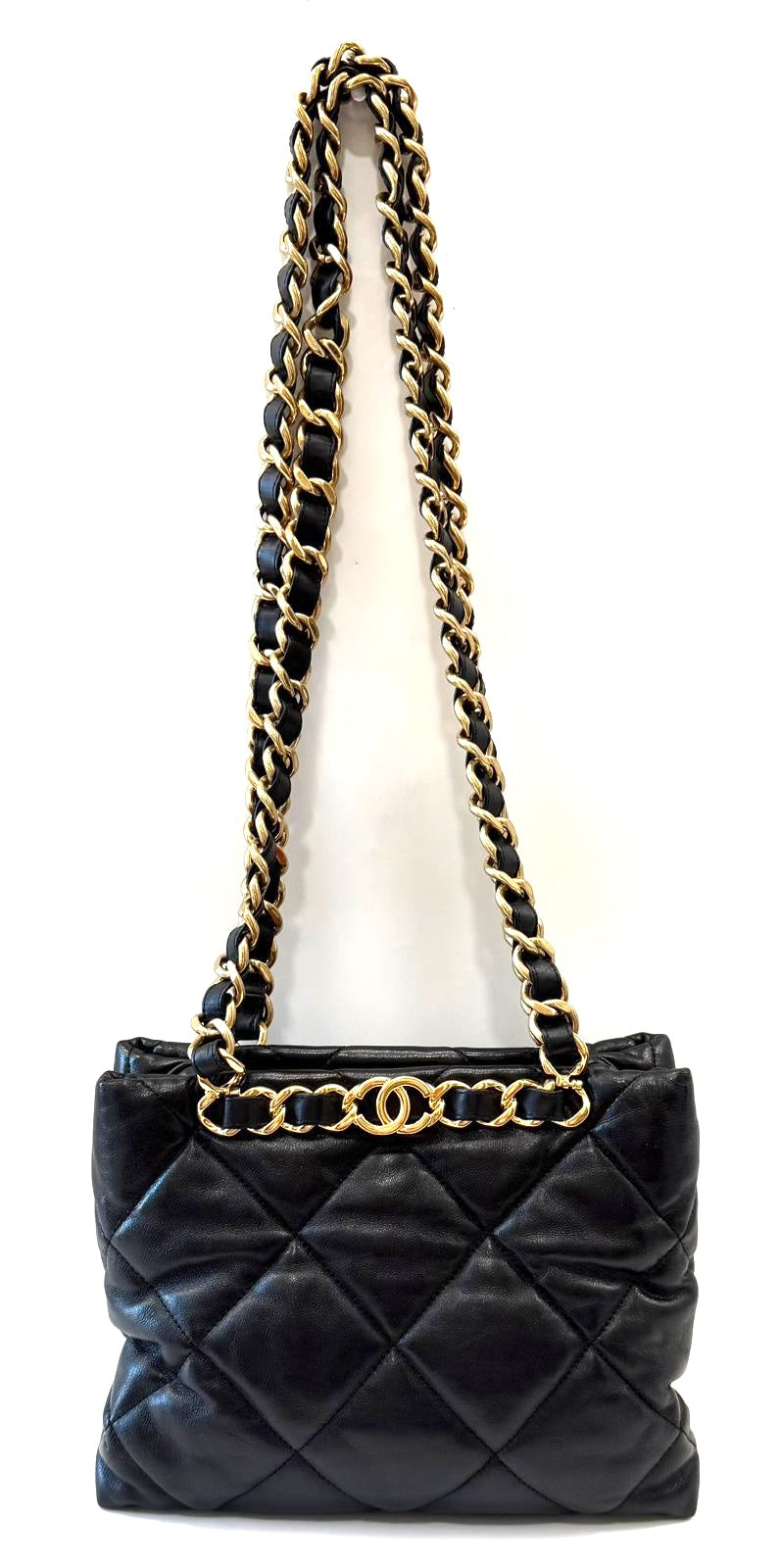 CHANEL QUILTED LAMBSKIN DOUBLE CHAIN BAG