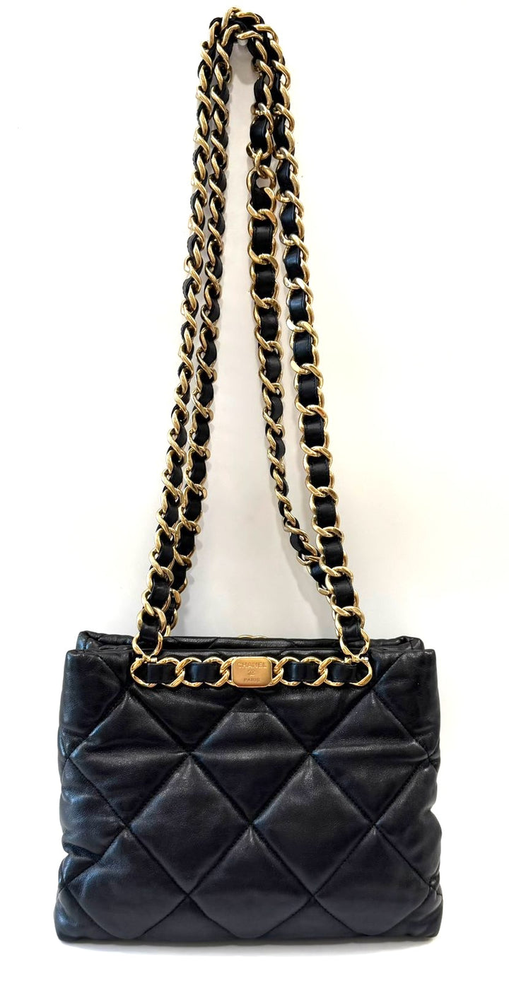 CHANEL QUILTED LAMBSKIN DOUBLE CHAIN BAG
