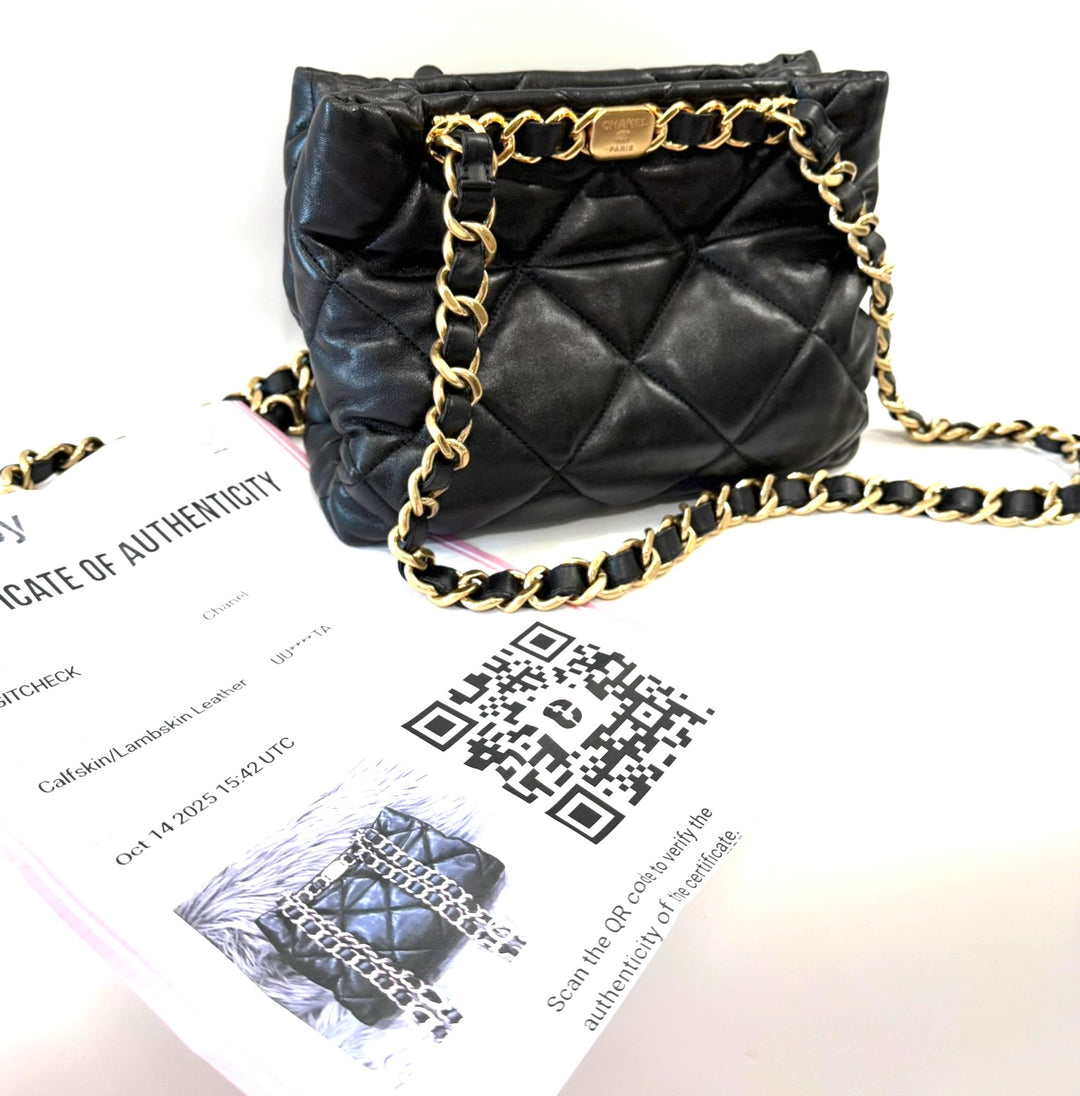CHANEL QUILTED LAMBSKIN DOUBLE CHAIN BAG