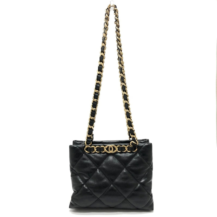 CHANEL QUILTED LAMBSKIN DOUBLE CHAIN BAG