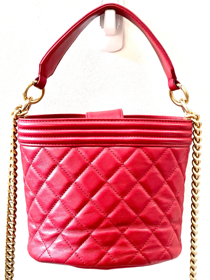 CHANEL QUILTED CALFSKIN LEATHER BOY BUCKET BAG