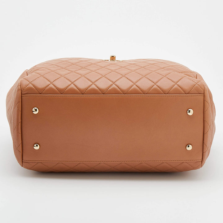 CHANEL QUILTED LAMBSKIN LEATHER CC LOCK DRAWSTRING BUCKET BAG