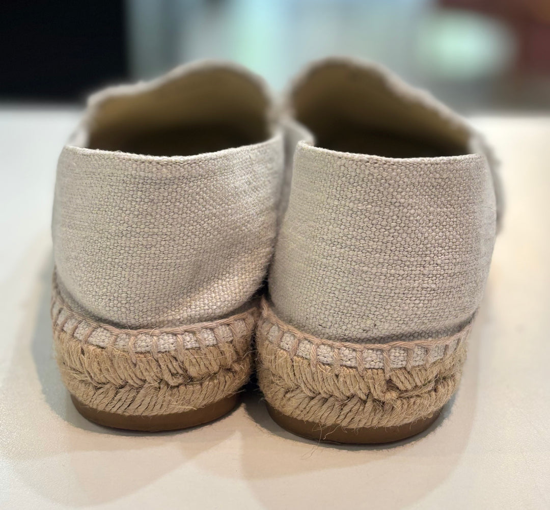 CHANEL REV LINEN CANVAS CC LOGO DOUBLE SOLE ESPADRILLES