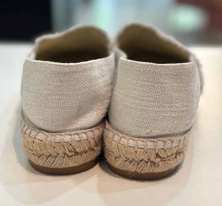 CHANEL REV LINEN CANVAS CC LOGO DOUBLE SOLE ESPADRILLES