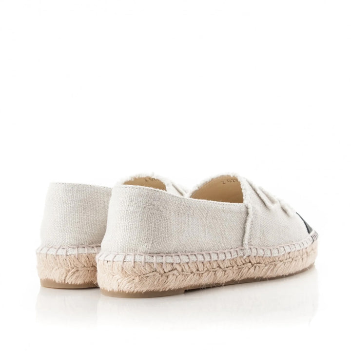 CHANEL REV LINEN CANVAS CC LOGO DOUBLE SOLE ESPADRILLES