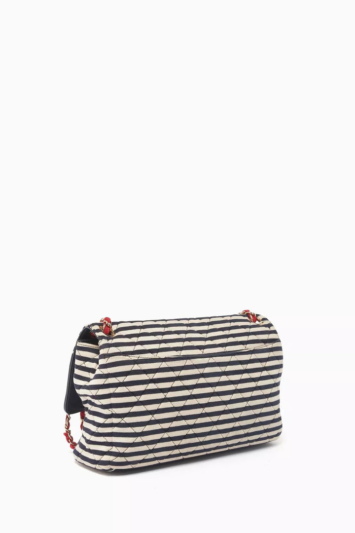 CHANEL STRIPED JERSEY LAMBSKIN COCO SAILOR SMALL BAG