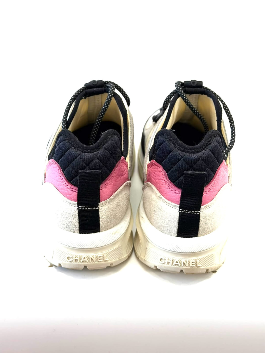 CHANEL INTERLOCKING CC LOGO SUEDE CALFSKIN &amp; MESH SNEAKERS