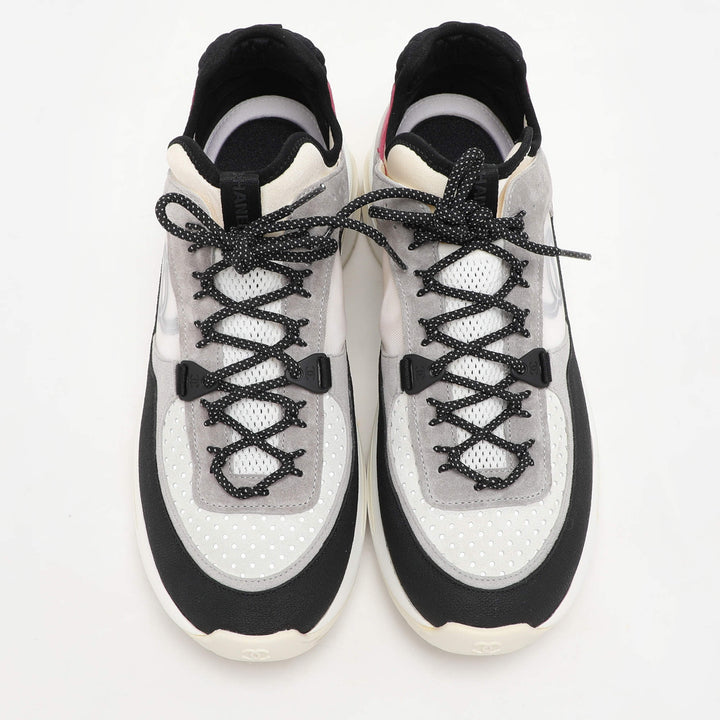 CHANEL INTERLOCKING CC LOGO SUEDE CALFSKIN &amp; MESH SNEAKERS