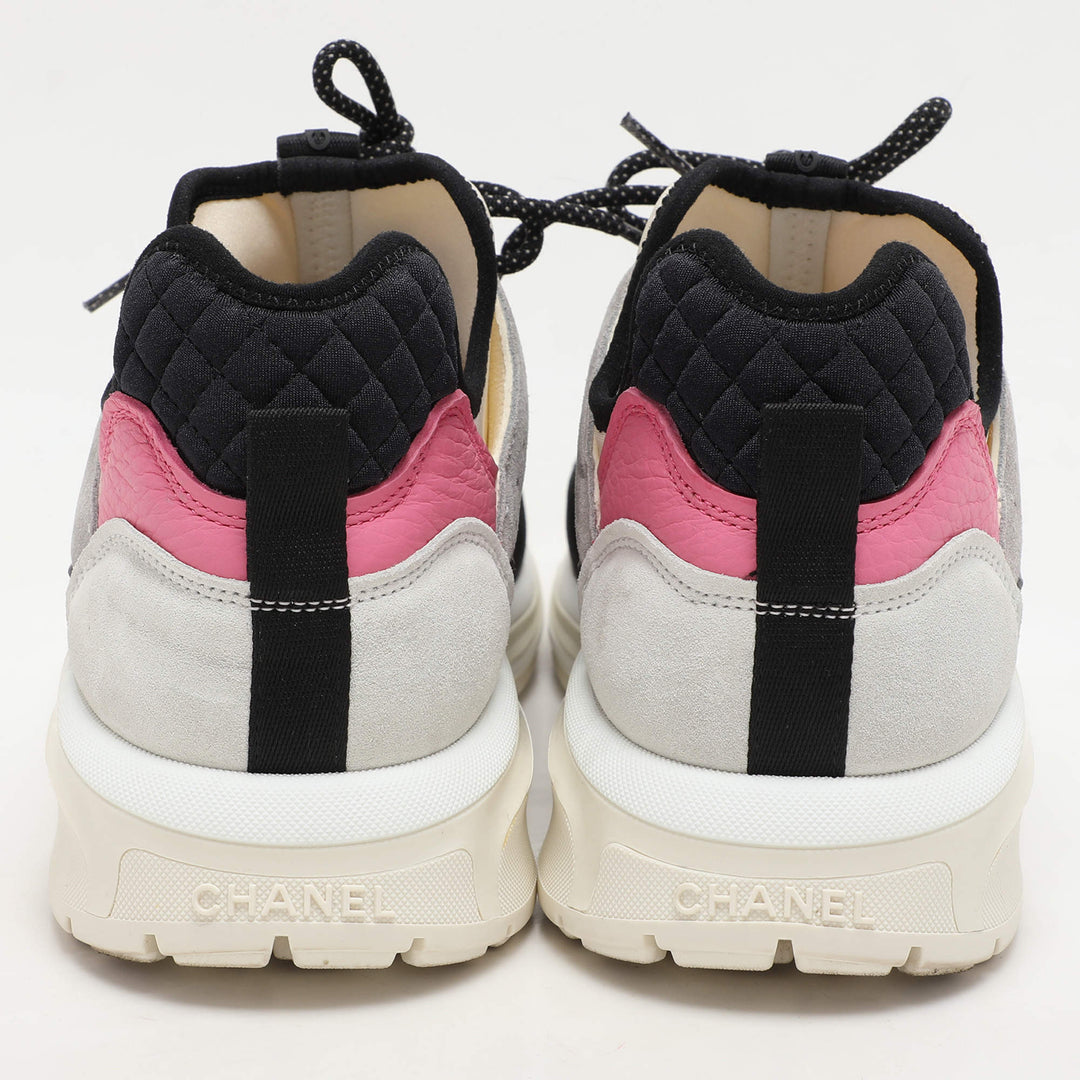 CHANEL INTERLOCKING CC LOGO SUEDE CALFSKIN &amp; MESH SNEAKERS