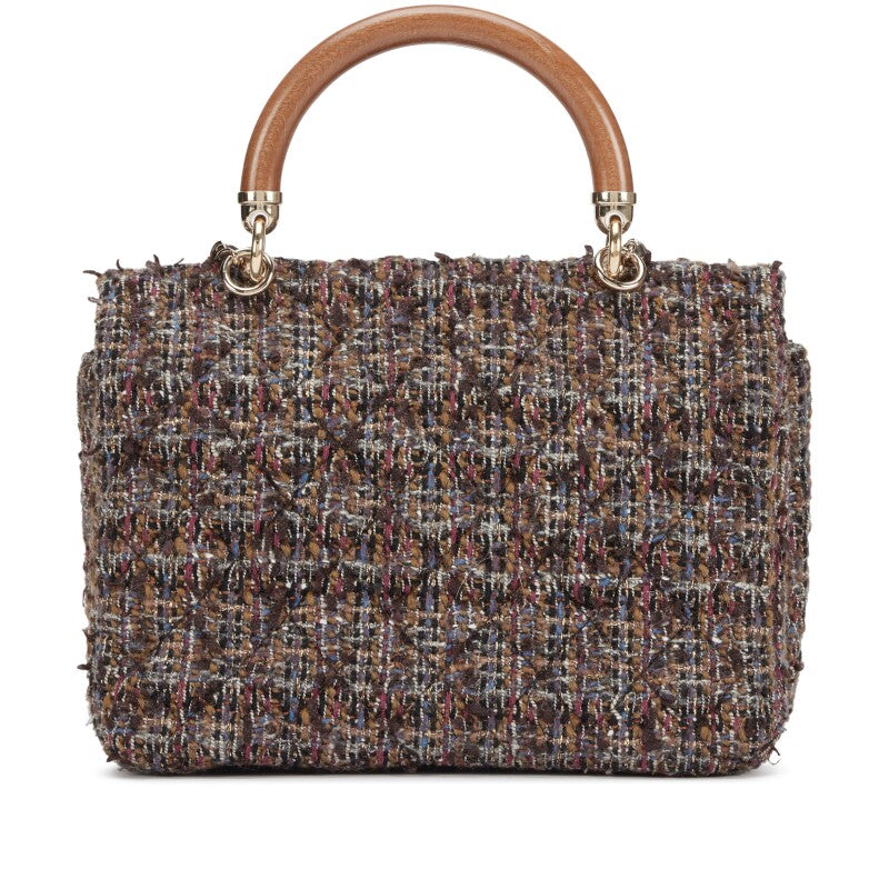 CHANEL CC TWEED KNOCK ON WOOD TOP-HANDLE FLAP BAG