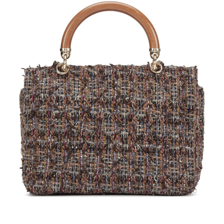 CHANEL CC TWEED KNOCK ON WOOD TOP-HANDLE FLAP BAG