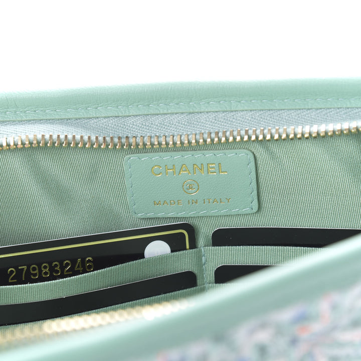 CHANEL TWEED LAMBSKIN  PVC POUCH CLUTCH BAG