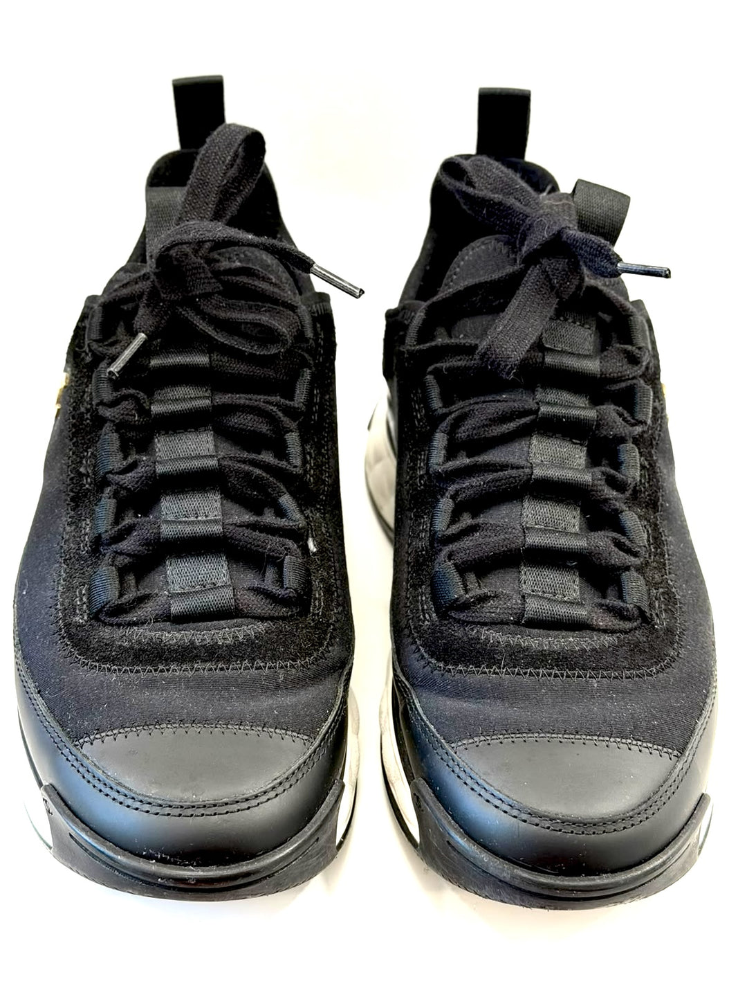 CHANEL VELVET MIXED FIBER &amp; CALFSKIN LEATHER CC SNEAKERS
