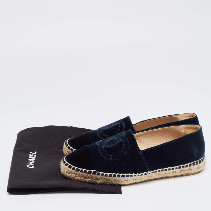 CHANEL VELVET GROSGRAIN CAP-TOE CC ESPADRILLES